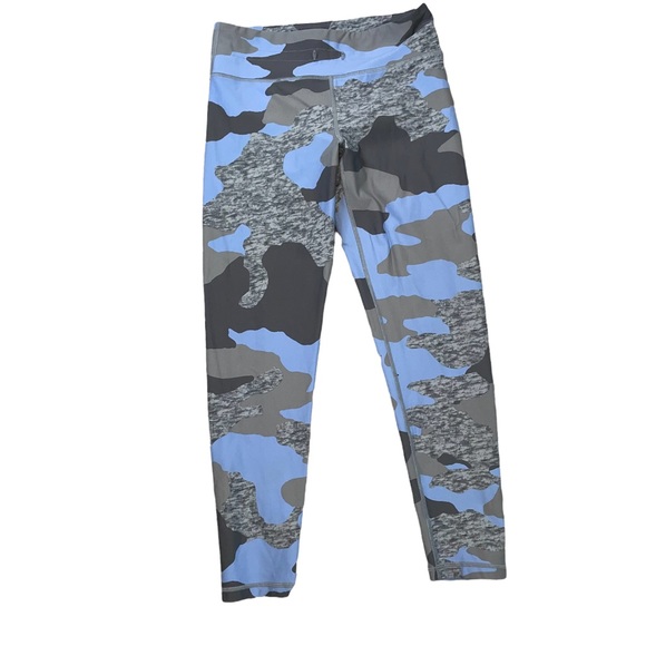 aerie Pants - Aerie Chill, Play, Move full length leggings camo gray & blue SZ M